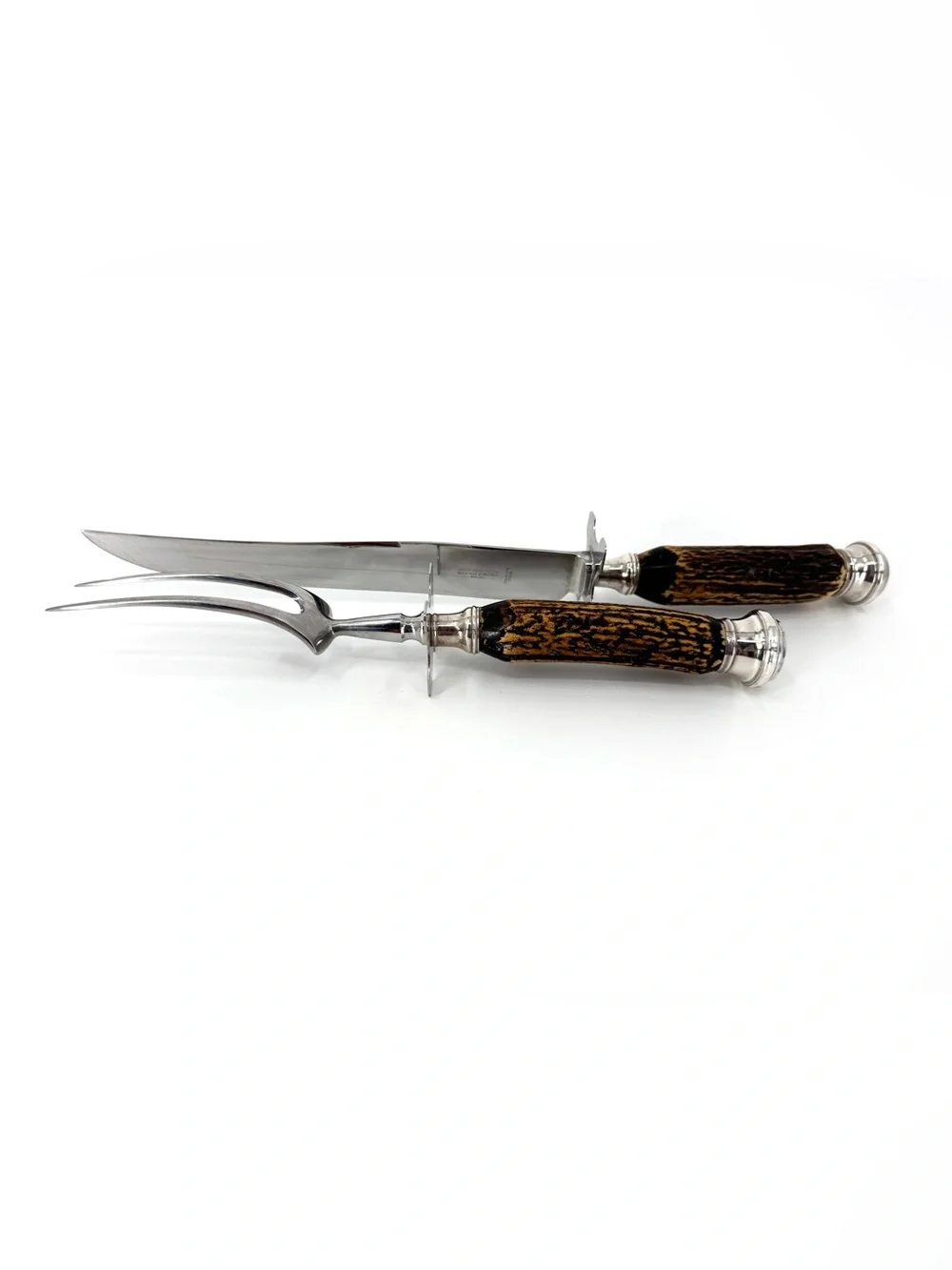Vintage Stag Handle 12 piece knife and carving set Sterling silver Sheffield